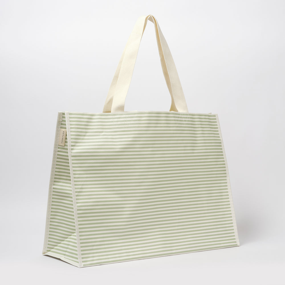 Carryall Beach Bag | La Palma Sage Stripe