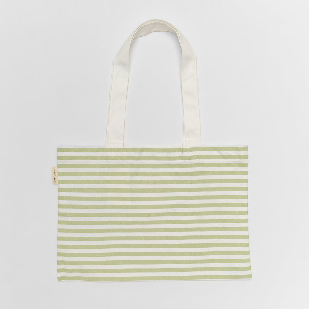 Kids Canvas Beach Bag | Duck Sage Stripe