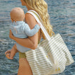 Kids Canvas Beach Bag | Duck Sage Stripe