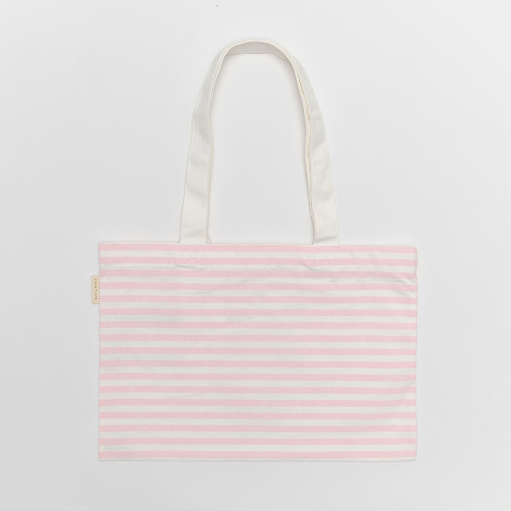 Kids Canvas Beach Bag | Strawberry Sunshine Pink Stripe