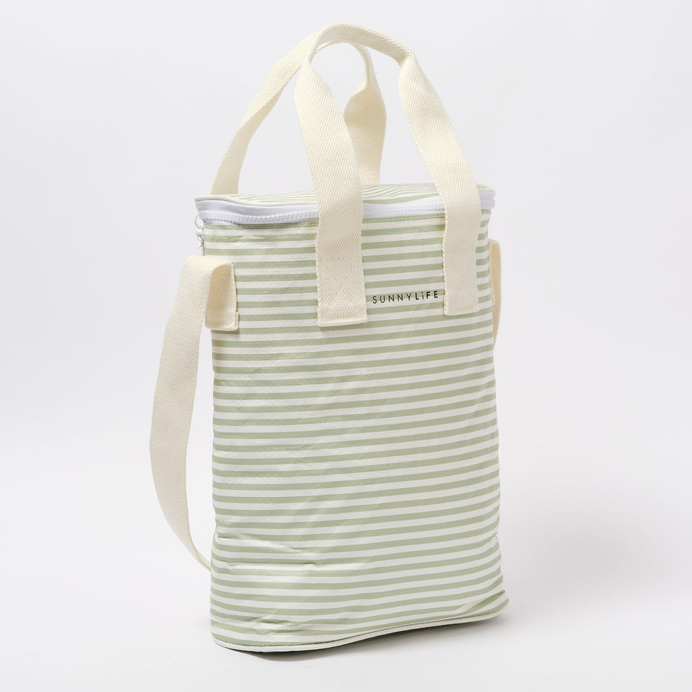 Light Cooler Drinks Bag | La Palma Sage Stripe