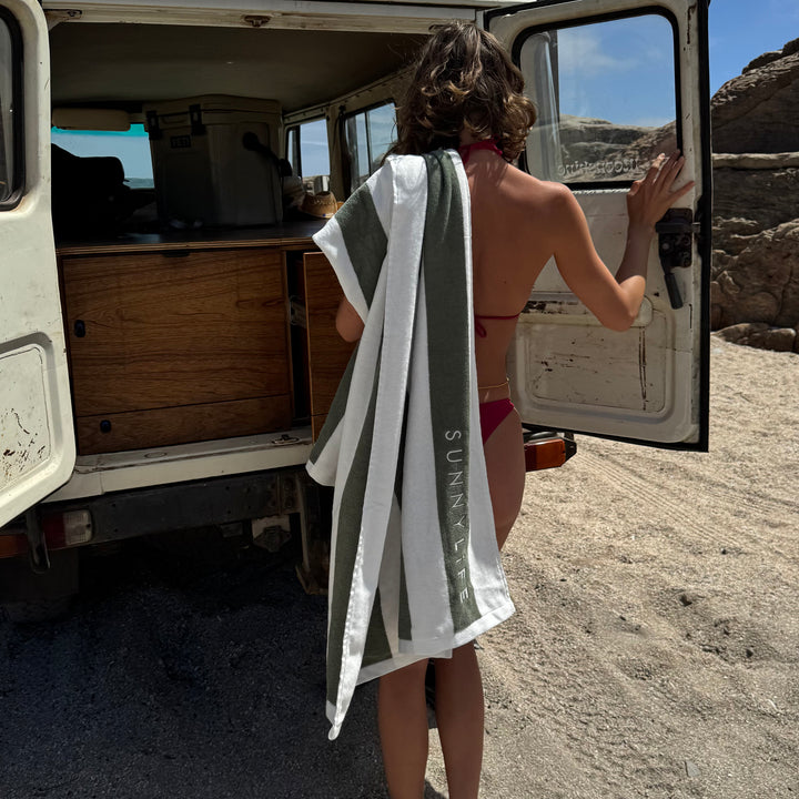 Luxe Towel | The Vacay Olive Stripe