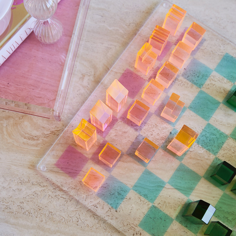 Lucite Chess & Checkers | Ombre Sherbert