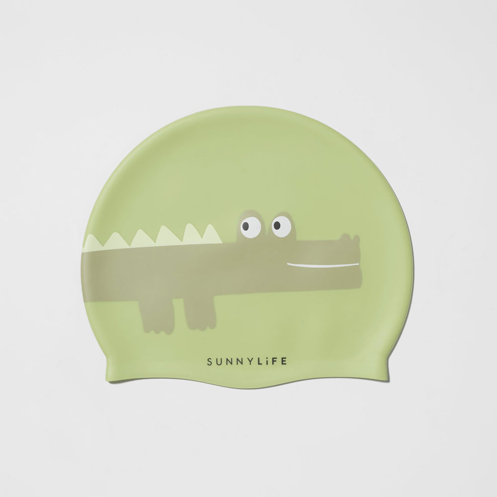 Kids Swimming Cap | Cookie the Croc Light Khaki