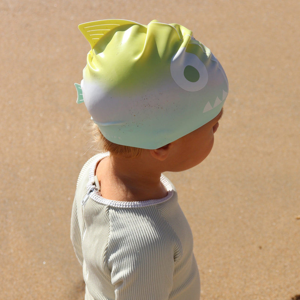 kids swimming cap salty the shark multi  